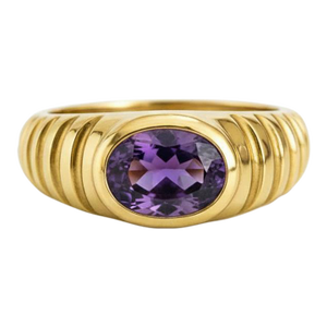 Oval Bezel Amethyst Ring for Men Silver, Gold, Size 10