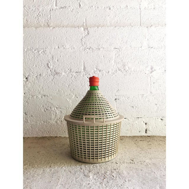 Large Vintage Wine Balloon in Grey Basket, Italy, 1950s For Sale - Image 4 of 10