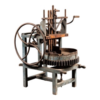C. 1860s Rotating Wood and Cast Iron Meat Chopper For Sale