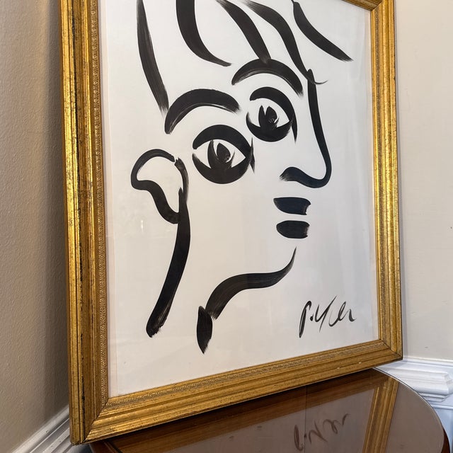 Abstract Peter Keil Original Black & White Abstract Portrait Painting For Sale - Image 3 of 9