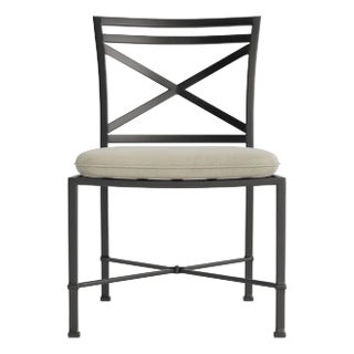 Brown Jordan Venetian Side Chair, Textured Pewter frame with Fusion Meadow fabric For Sale