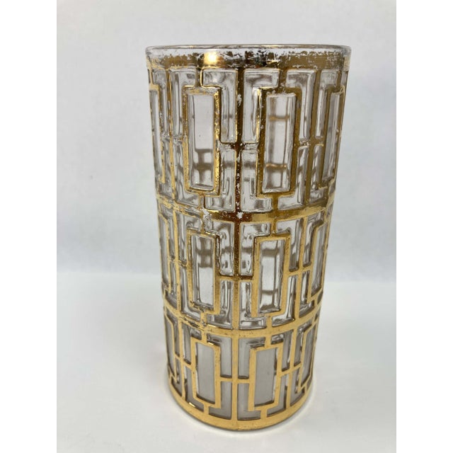 1960s Imperial Glass Shoji Barware, Vintage Gold Collectible Glassware Single Collins Highball Glass. Vintage Imperial...