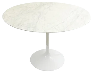 Mid-Century Round White Marble Tulip Dining Table attributed to Eero Saarinen for Knoll, 1960s