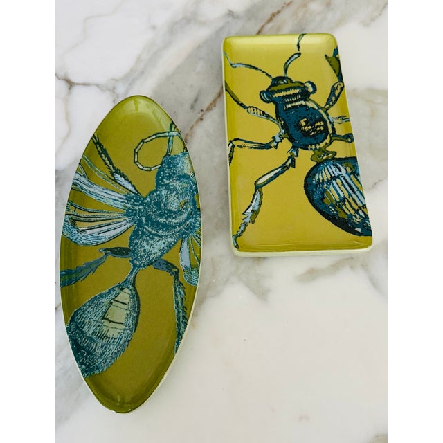 Ceramic Vintage Oval Ceramic Trinket Tray With Insect For Sale - Image 7 of 9