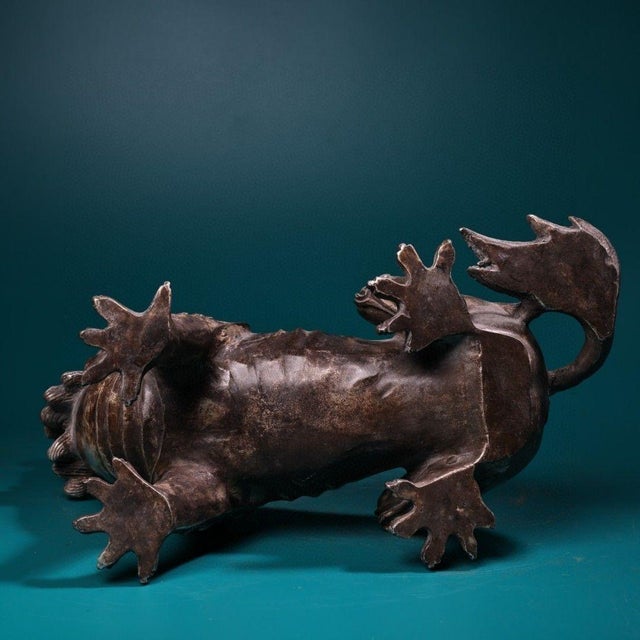 Vintage Silver-Inlaid Bronze Unicorn Figure - Mythical Beast Sculpture For Sale - Image 9 of 9
