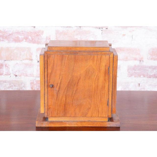 Art Deco Table Clock in Walnut, Brass, and Glass, Czech, 1920s For Sale - Image 6 of 11