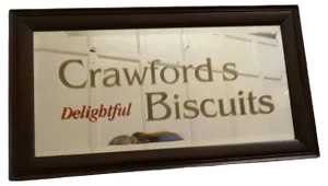 Crawfords Biscuits Baker-Cafe Advertising Mirror, 1950s