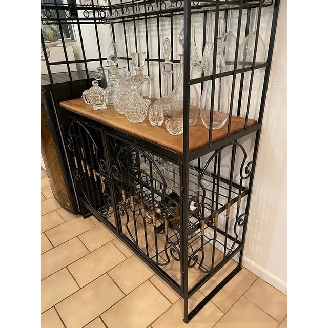 Metal 1970sv Large Kitchen Wrought Iron Wine Storage Rack 92" For Sale - Image 7 of 9