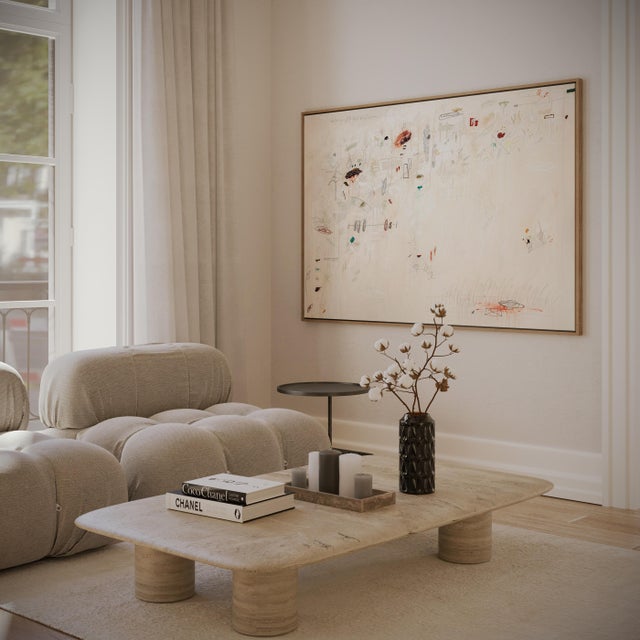 Large Original Beige Abstract Painting on Canvas by Margot Sinclair For Sale - Image 12 of 12