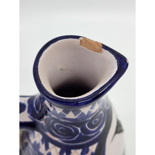 Cobalt Blue Ceramic Bottle by Robert Picault, France, 1950 For Sale - Image 9 of 10
