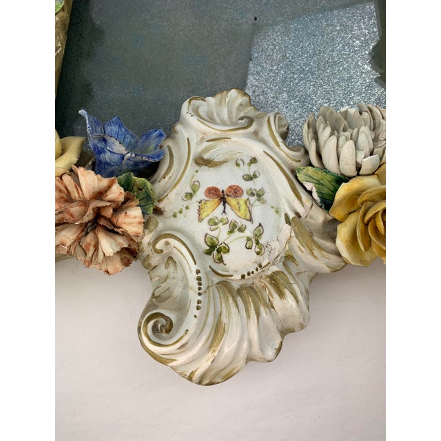 White 1970s Italian Painted Ceramic Mirror For Sale - Image 8 of 12