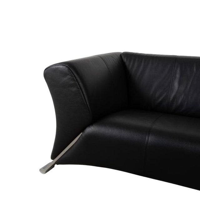 Model 322 2-Seater and 3-Seater Sofas in Black Leather from Rolf Benz, Set of 2 For Sale - Image 4 of 18