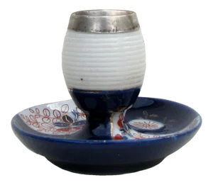 1870s English Imari / Sterling Silver Match Striker / Ashtray