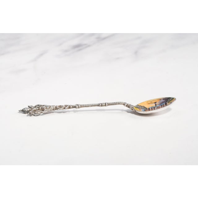 Metal Nice Hand Painted Enamel Antique Grand Tour 800 Silver Spoon Vatican St. Peter's Basilica Rome Italy For Sale - Image 7 of 9