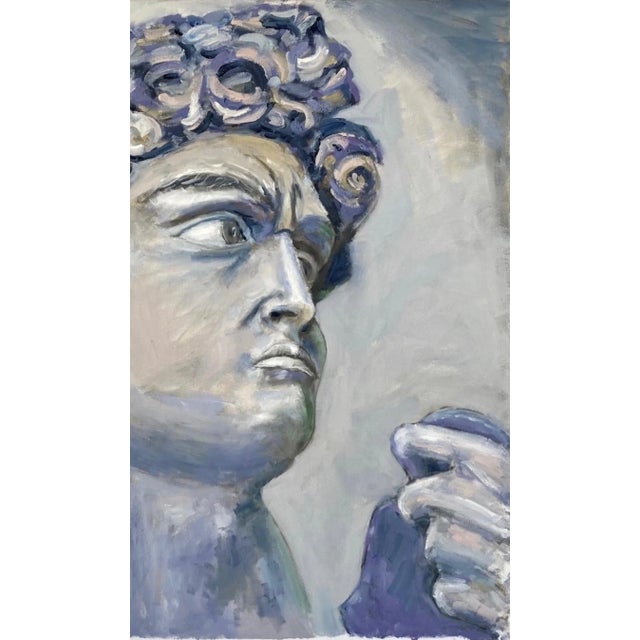 Antique White Modern Portraiture - David Portrait Oil on Canvas For Sale - Image 8 of 10