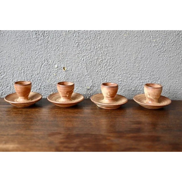 Rustic Stoneware Egg Cups from Vallauris, Set of 4 For Sale - Image 3 of 7