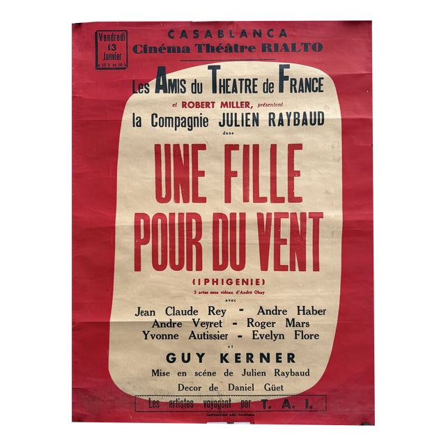 A Girl for the Wind Poster from Julien Raybaud, 1956 For Sale