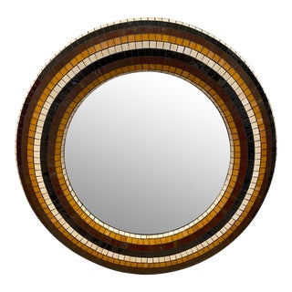 Large Mid-Century Glass Tile Mosaic Mirror For Sale