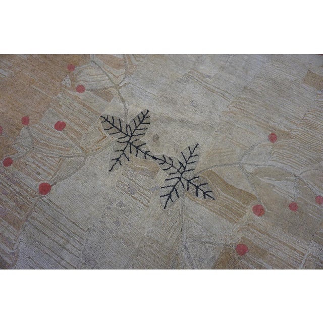 Early 20th Century American Hooked Rug ( 5'8" x 6'8" - 173 x 203 ) Antique American Hooked Usa Floral Medallion - Loop...