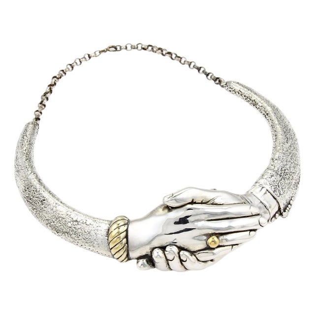 Yaacov Heller Handshake Choker Necklace in Sterling Silver LTD 23/250 For Sale