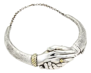 Yaacov Heller Handshake Choker Necklace in Sterling Silver LTD 23/250