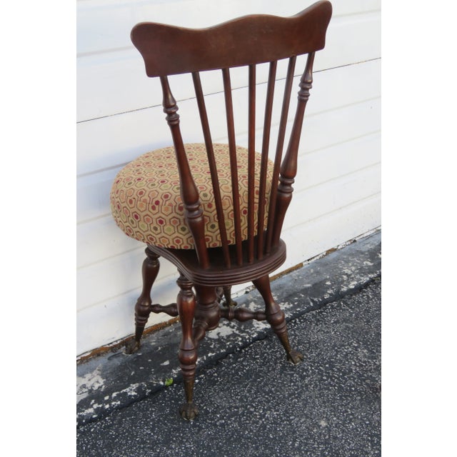 Early 1900s Claw Feet Piano Stool Chair For Sale - Image 10 of 13