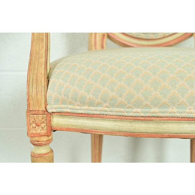 Baker Furniture French Regency Louis XVI Cream and Pink Lacquered Dining Chairs, Set of Four For Sale - Image 10 of 15