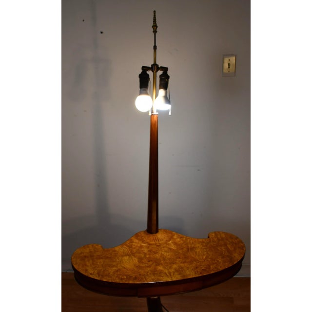 Art Deco 1930 Art Deco Birdseye Maple Lamp and Side Table Combination / Floor Lamp For Sale - Image 3 of 13