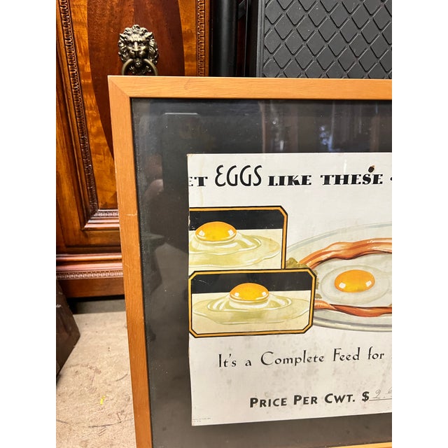 Farmhouse Vintage 1930s Egg Breakfast & Purina Layena Chicken Feed Advertisement Framed For Sale - Image 3 of 7
