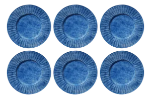 Blue Wicker Plates from Este Ceramiche, Set of 6