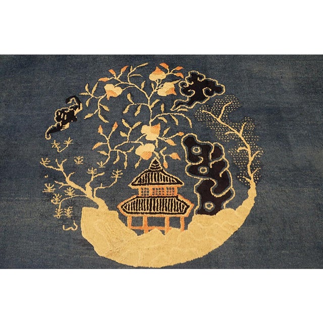Late 19th Century 1890s Blue Medallion Scene Pictorial Antique Chinese Peking Rug 11'4" X 17'2" Handknotted Wool Carpet For Sale - Image 5 of 6