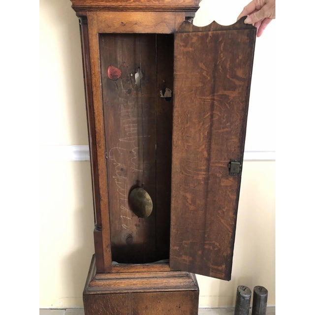 Antique English Oak Tall Case Grandfather Clock For Sale In New York - Image 6 of 11