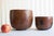 (2) Rinjan Lombok Indonesia Clay Pottery Bowls in a rich warm brown color with dark brown/blackish burnishing in...