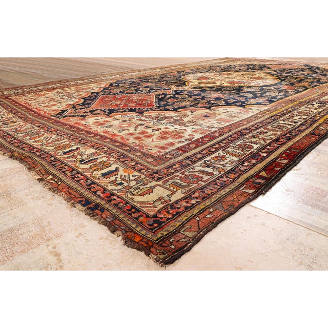 Ivory Late 19th Century Persian Shiraz Rug, 11'05 X 19'04 For Sale - Image 8 of 10