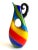This rare vintage 1980's Postmodern Italian Murano art glass fused multicolor stripe sculptural pitcher vase is an...