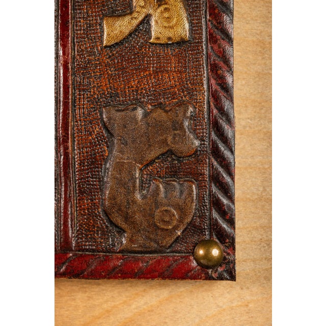 Mid-Century Modern Framed Embossed Leather Pre-Columbian Folk Art by Angel Pazmino, Equador, C. 1960's For Sale - Image 9 of 10