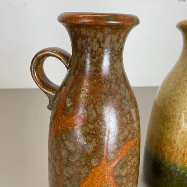 German Multi-Color Pottery Fat Lava Vases from Scheurich, 1970s, Set of 2 For Sale - Image 15 of 18