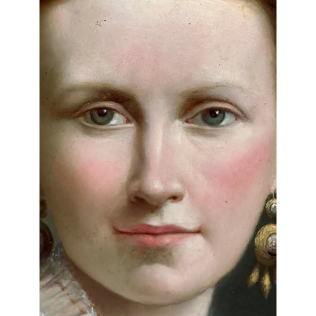 19th Century Oil Painting Portrait Young Dutch Hague Lady Nobility Framed For Sale - Image 10 of 12