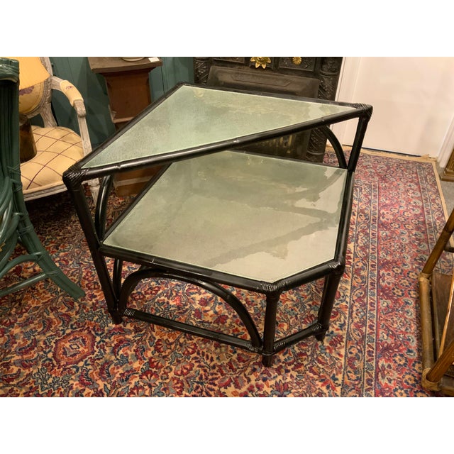 MidCentury Modern Two Tier Glass Top Corner Table Chairish