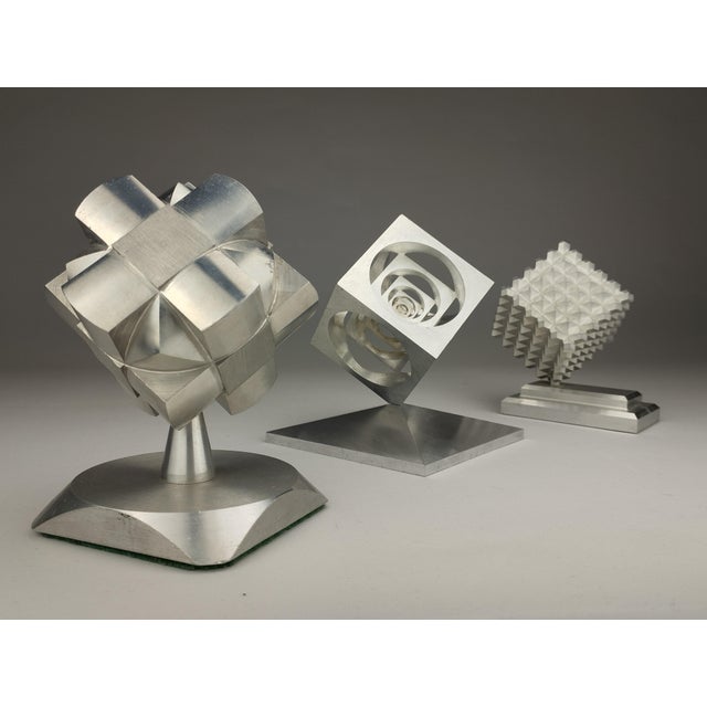 Space Age Geometric Aluminum Table Sculptures, 1970s, Set of 3 For Sale - Image 14 of 14