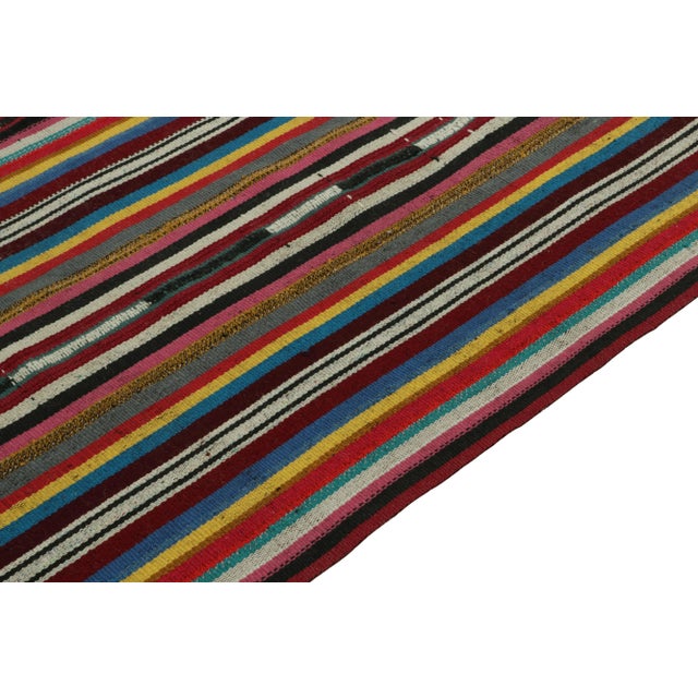 1950s 1950s Vintage Chaput Kilim Style in Multicolor Striations by Rug & Kilim For Sale - Image 5 of 7