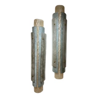 Pair of Large-Scale Modern Layered Murano Glass Sconces For Sale