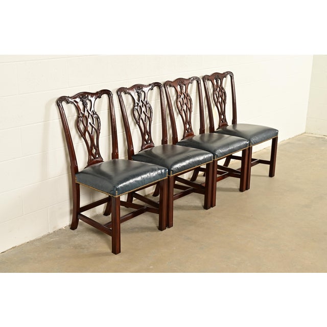 Councill Furniture Councill Craftsmen Georgian Carved Mahogany Dining Chairs, Set of Four For Sale - Image 4 of 13