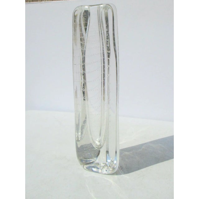 Transparent Arts Glass Triangular Bud Vase For Sale - Image 8 of 8