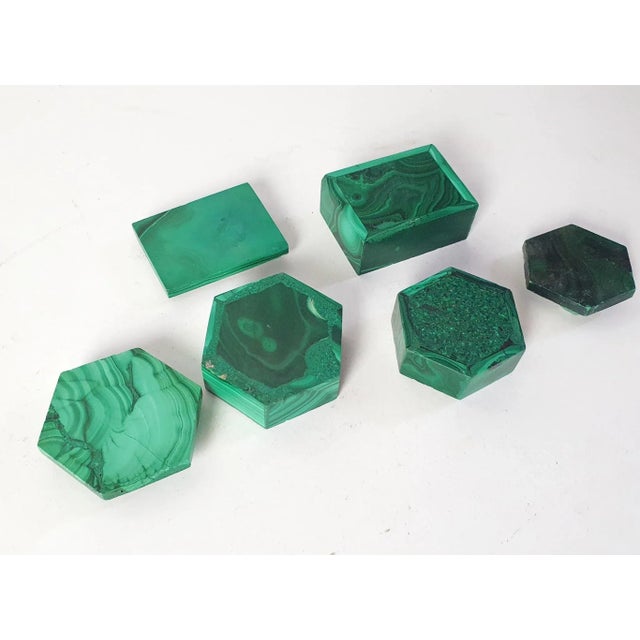1980s Vintage Malachite Miniature Boxes, Set of 2 For Sale - Image 5 of 7