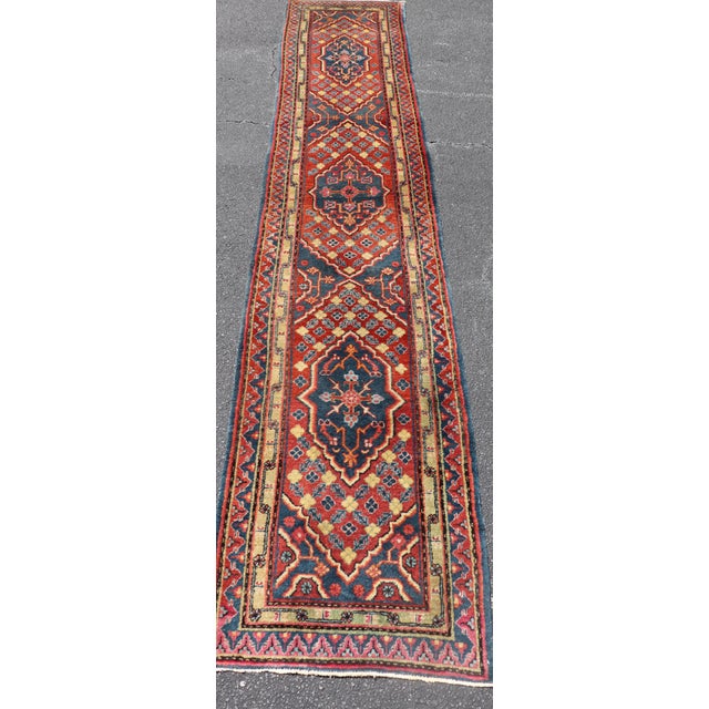 Antique Khotan Runner in Deep Indigo, Rust Red, and Soft Yellow Tones For Sale - Image 9 of 14