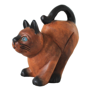 Vintage Hand-Carved Wooden Cat Statue or Figurine