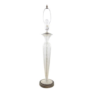 Italian Glass and Chrome Steel Table Lamp For Sale
