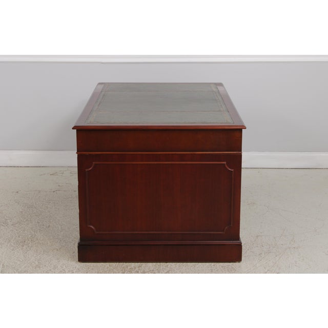 English Mahogany 3 Panel Leather Top Executive Desk For Sale - Image 14 of 16
