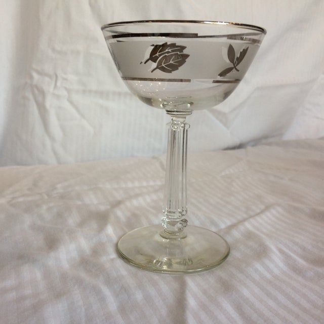 Vintage Libbey Silver Leaf Blown Glass Champagne/Sherbet Glasses Set